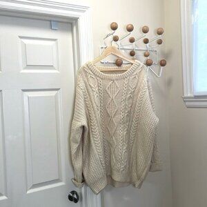 Home Made Cable Knit Oversized Baggy Sweater Neutral